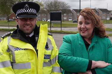 Bestwood Walkabout. Ch Insp Chris Pearson and PCC Caroline Henry.