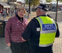 Caroline action shot with Safer Streets warden