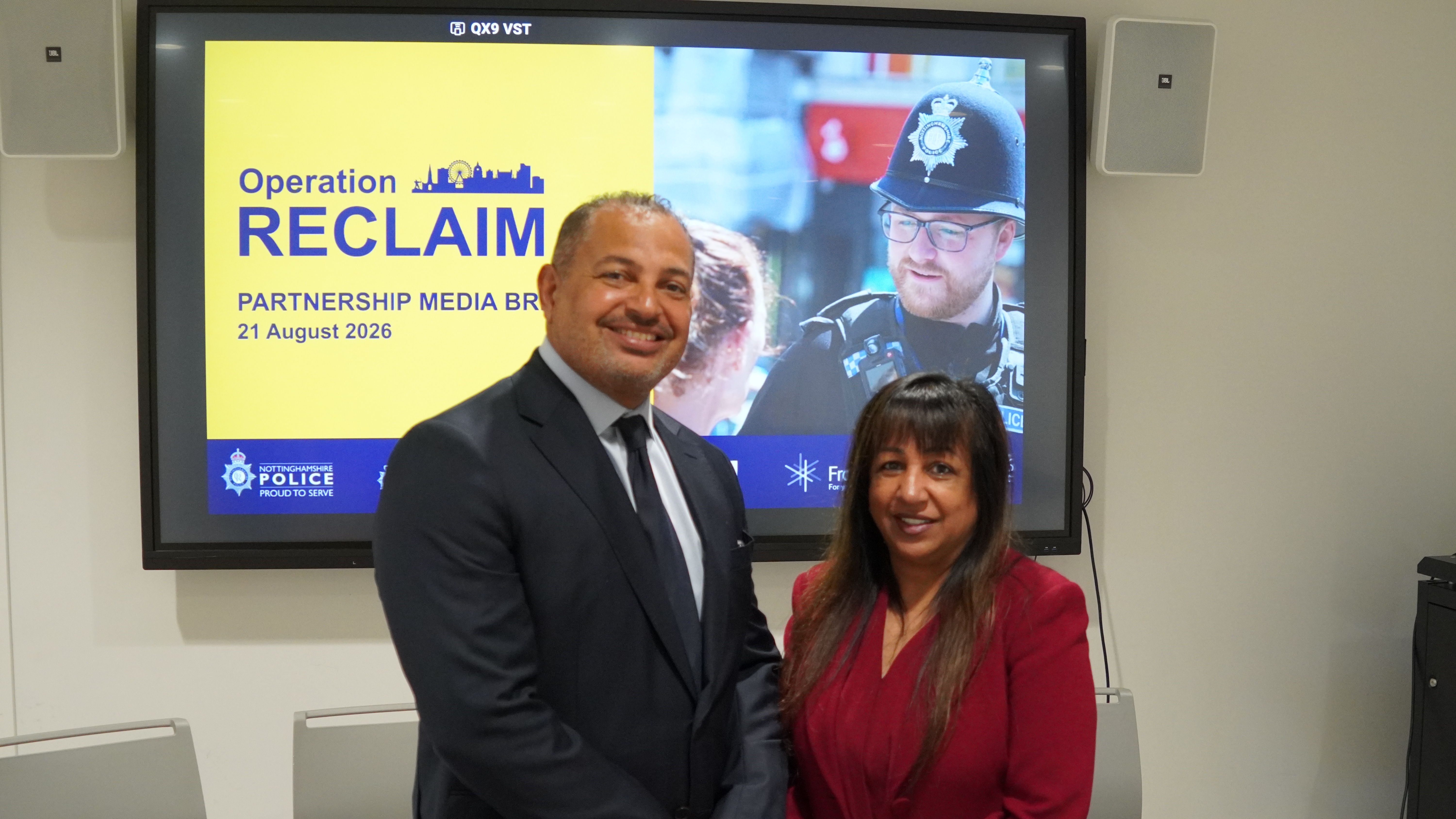 PCC Gary Godden and Deputy PCC Angela Kandola present the findings of the Operation Reclaim public saftey survey.
