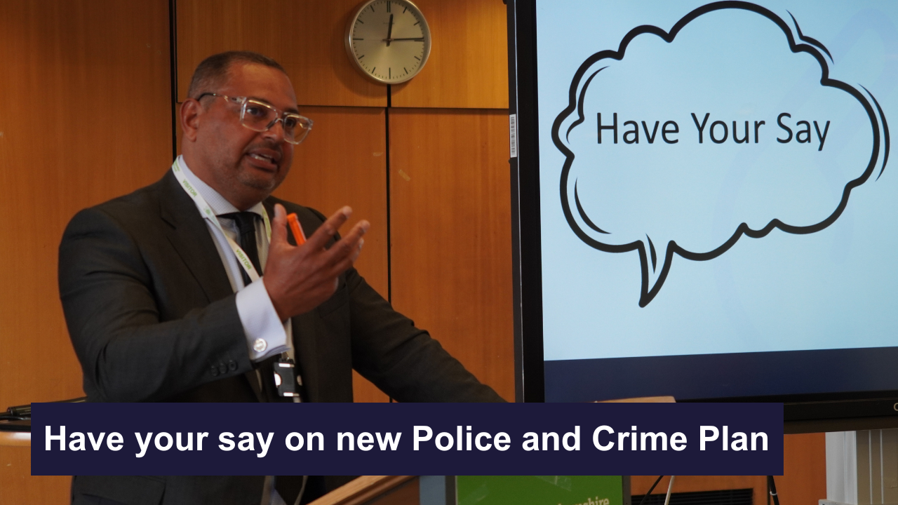 An image of Police and Crime Commissioner Gary Godden with the words 'Have your say on new Police and Crime Plan'
