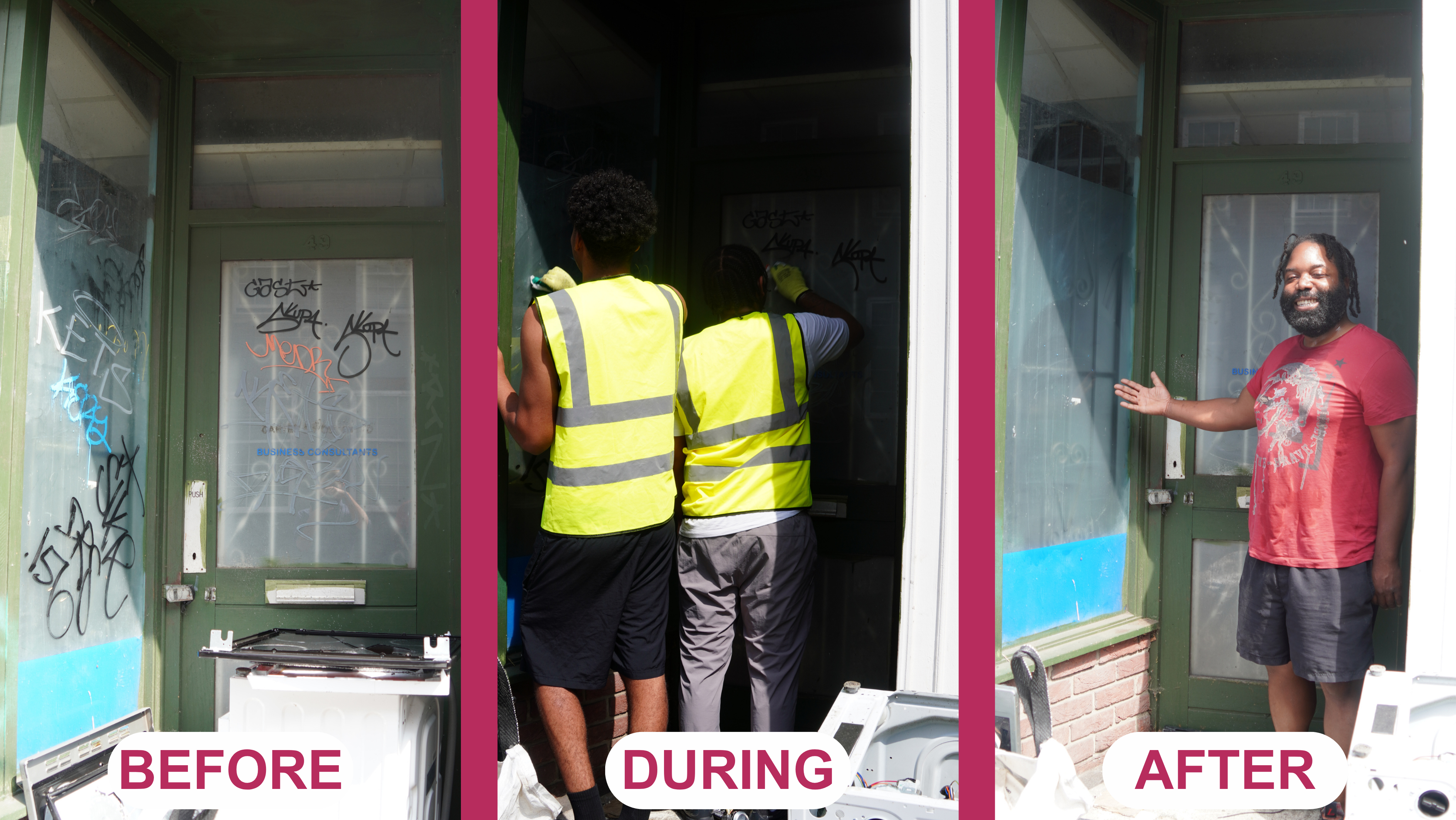the before during and after of a recent clean up in Sneinton