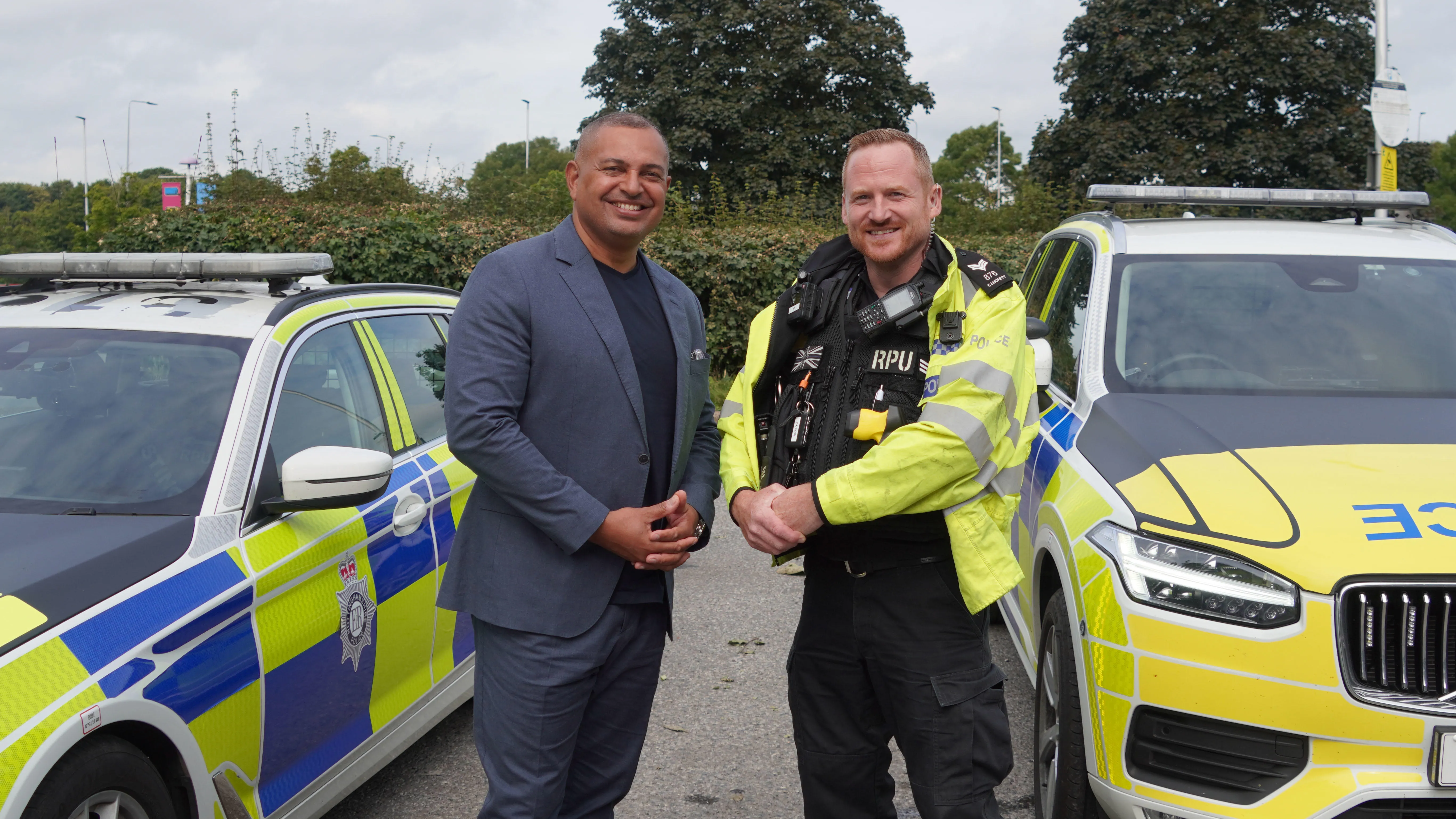 Nottinghamshire Police and Crime Commissioner Gary Godden alongside Nottinghamshire Police Sergeant Craig Luckett