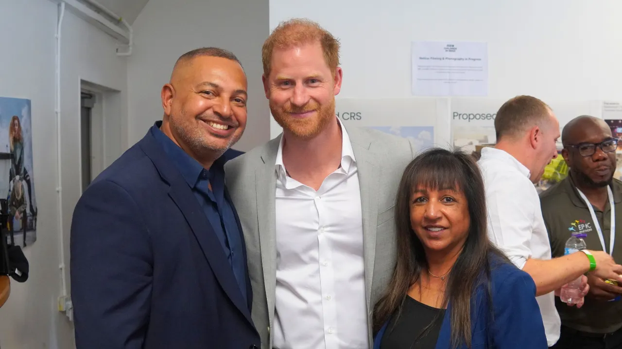PCC Godden and DPCC Kandola with Prince Harry, The Duke of Sussex