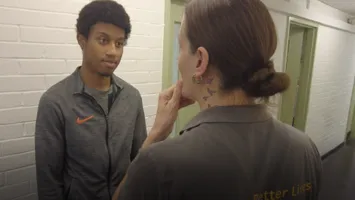An inmate at Ranby prison speaks to a support worker from Ingeus