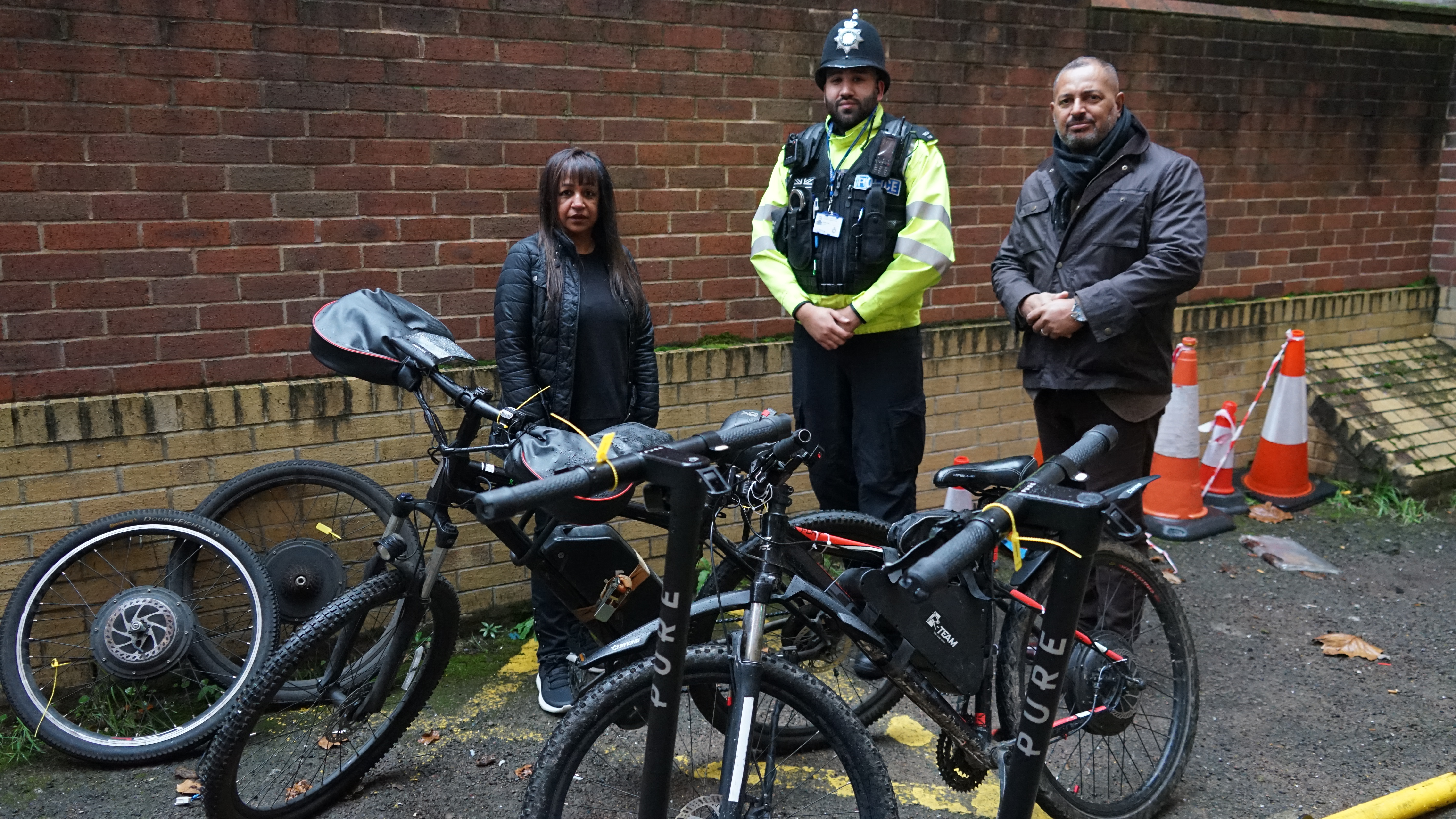 Deputy PCC Angela Kandola, PC Adam Abid and PCC Gary Godden with the seized vehicles.
