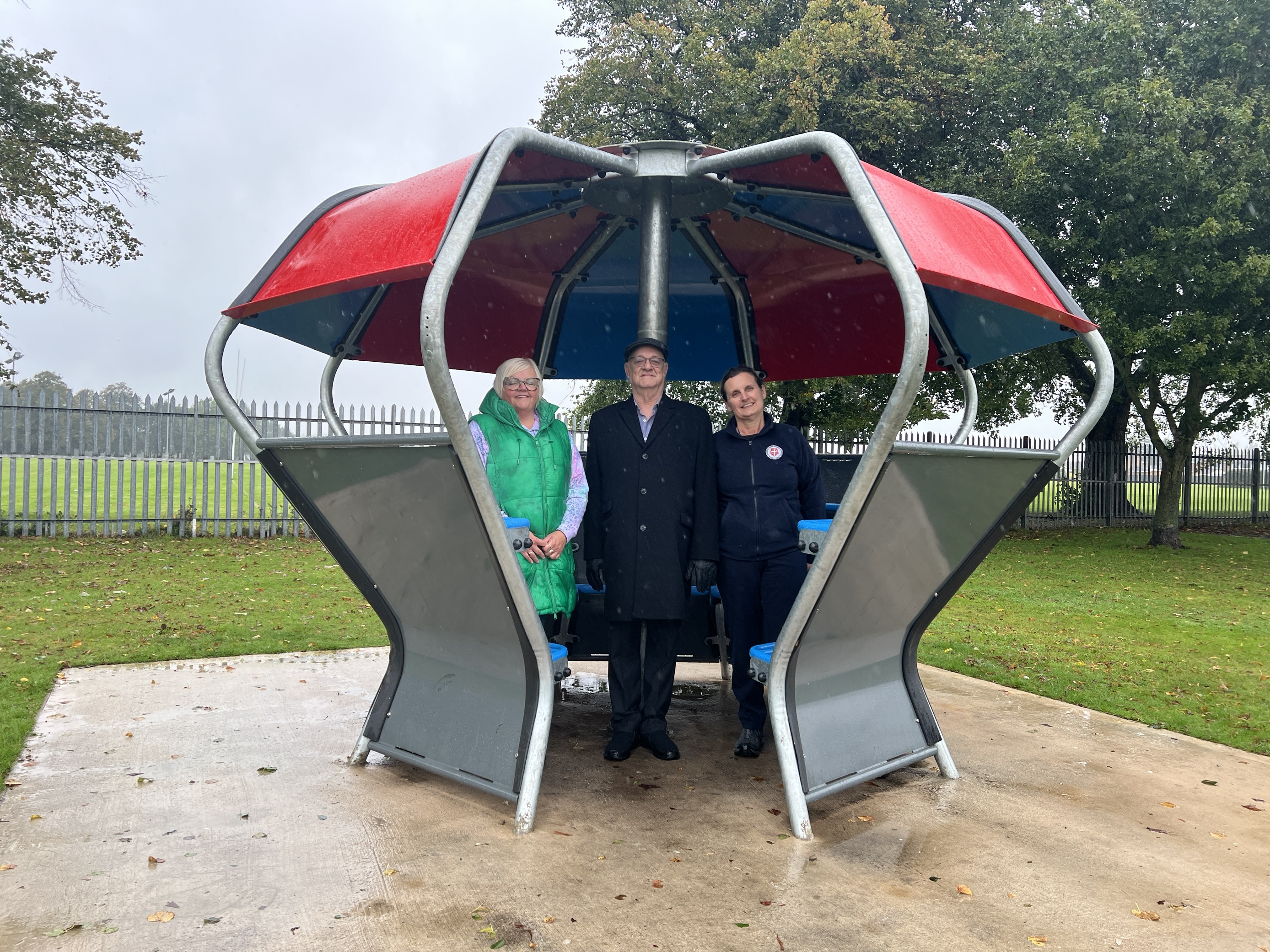 Left to right: Green jacket – Balderton Parish Council Vice-Chair, Jean Hall Man with flat cap – Councillor Paul Taylor, Portfolio Holder for Public Protection and Community Relations at Newark and Sherwood District Council Woman in all black - Marion Fox Goddard, Clerk to Balderton Parish Council