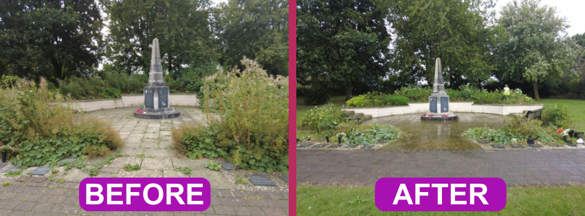 Before and after shots of the memorial in Mansfield