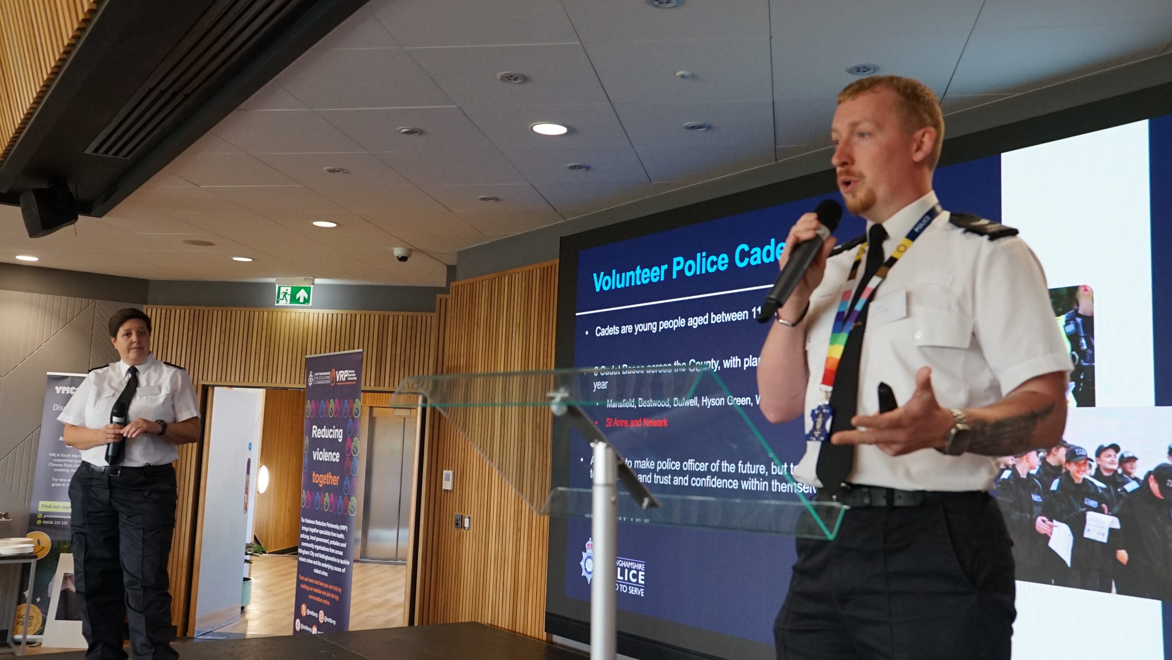 Notts Police's engagement team on stage