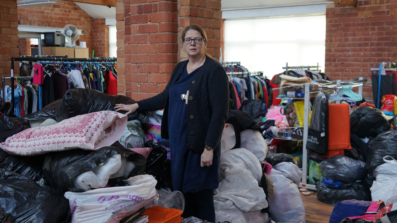 Rachel Miller inside the Mesopotamia charity shop.